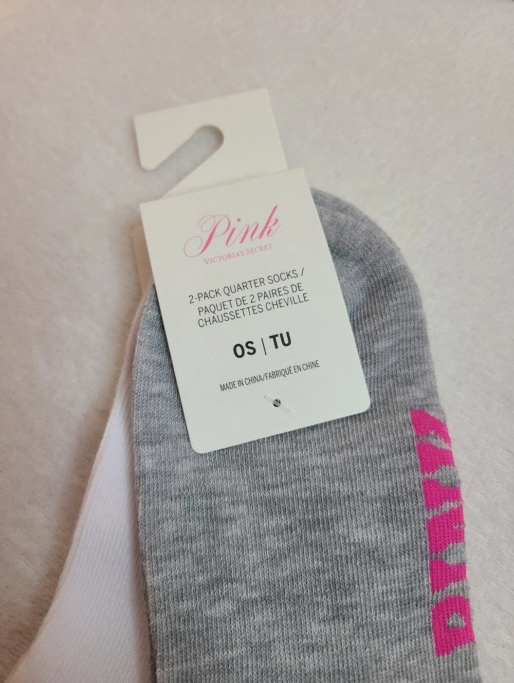 Victoria's Secret PINK 2pk Dog Logo Embroidered Crew Socks OS One Size